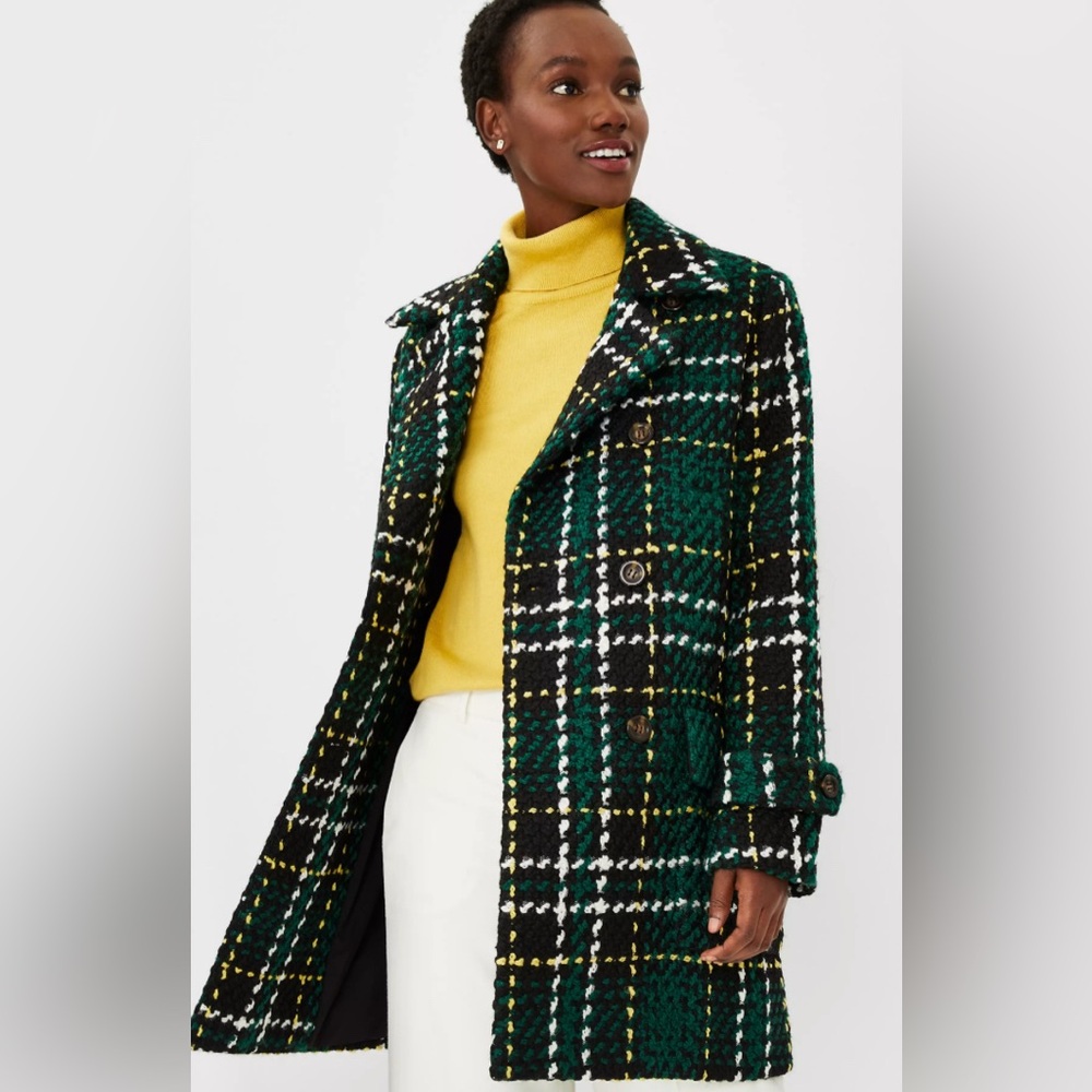 Ann Taylor long plaid peacoat